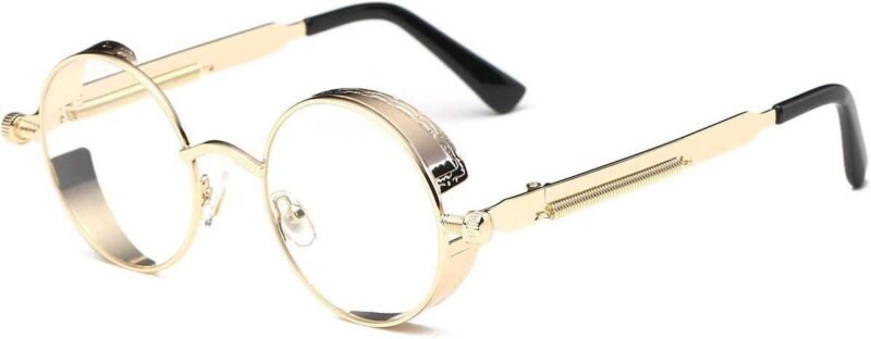 CEREMONYT Sunglasses Round  Vintage Steampunk Retro Metal Round Circle Frame Sunglasses