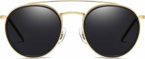 CEREMONYT Sunglasses Round  Small Polarized Round Sunglasses for Women Vintage Double Bridge Frame