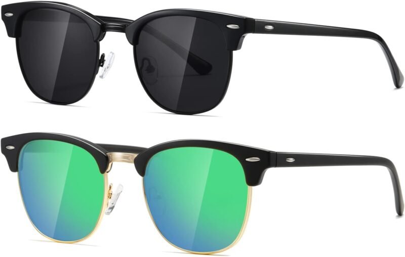 CEREMONYT Sunglasses Polarized Sunglasses WayfarerFor Women And Men Semi Rimless Frame Retro Sun Glasses AE0369