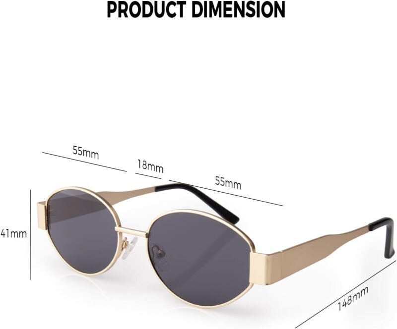 CEREMONYT Sunglasses Oval Sunglasses for Women Men, Trendy Designer Metal Style UV400 Protection Sun Glasses
