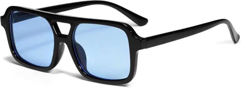 CEREMONYT Sunglasses Square  Retro 70s Square Aviator Sunglasses for Women Men Vintage Trendy Rectangle Sun Glasses VL9816