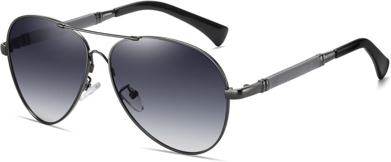 CEREMONYT Sunglasses for Men Polarized UV Protection Trendy Metal Pilot Sunglasses for Driving Hiking Travel
