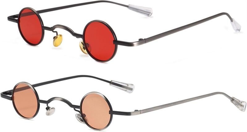 CEREMONYT Sunglasses Round  Punk Polarized Sunglasses 70s Hippie Circle Small Sun Glasses