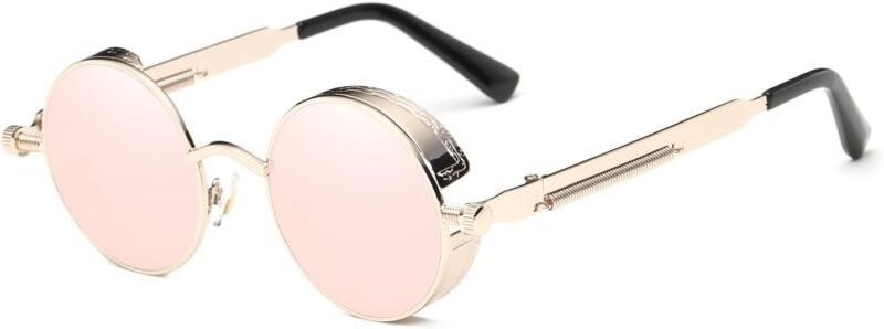 CEREMONYT Sunglasses Round  Vintage Steampunk Retro Metal Round Circle Frame Sunglasses
