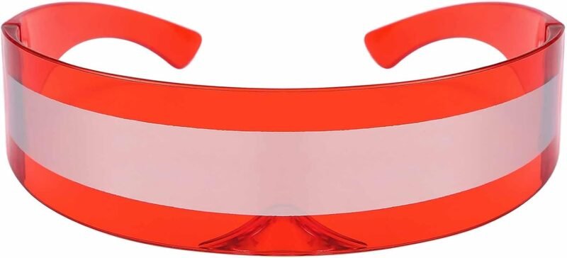 CEREMONYT Sunglasses Wraparound Futuristic Sunglasses Y2K Space Cyclops Wrap Around Glasses Rimless Translucent Mirrored Lens