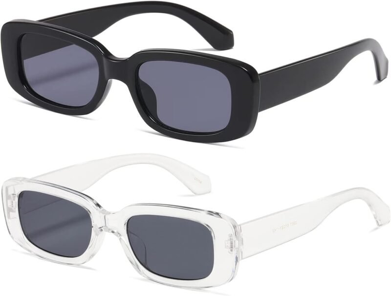 CEREMONYT Sunglasses Square Rectangle Sunglasses for Women Men Trendy Retro Fashion Sun Glasses 90’s Vintage UV 400 Protection Square Frame K1200