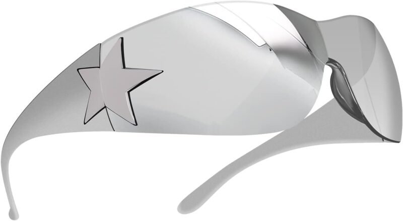 51oZ-kwyBuL._AC_SL1500 CEREMONYT Sunglasses Wraparound Y2K Sunglasses for Women Men, Trendy Shield Wrap Around Sunglasses Oversized Fashion Frameless Sun Glasses