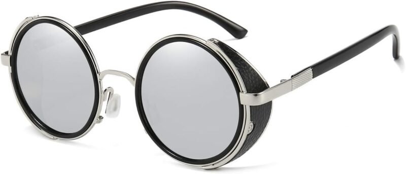 CEREMONYT Sunglasses Round  Steampunk Vintage Retro Round Sunglasses Metal Circle Frame