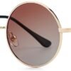 CEREMONYT Sunglasses Round Polarized Round Sunglasses for Men Women Hippie Small Circle Glasses Red Yellow Lenses