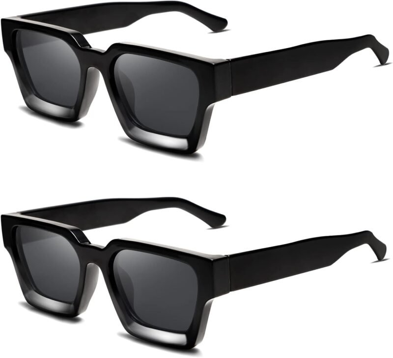 CEREMONYT Sunglasses Square  Thick Square Sunglasses for Men Women Retro Chunky Rectangle Shades UV400 Protection VL9731