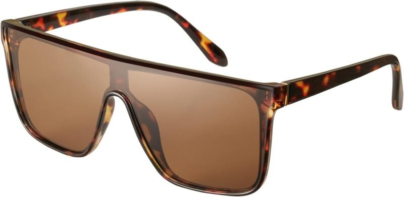 CEREMONYT Sunglasses Square Polarized Oversized Square Sunglasses for Women Men, Trendy Flat Top Fashion Shield Shades MS52363