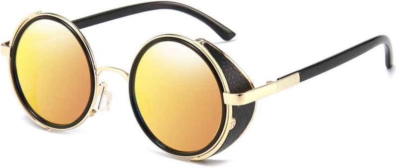 CEREMONYT Sunglasses Round  Steampunk Vintage Retro Round Sunglasses Metal Circle Frame