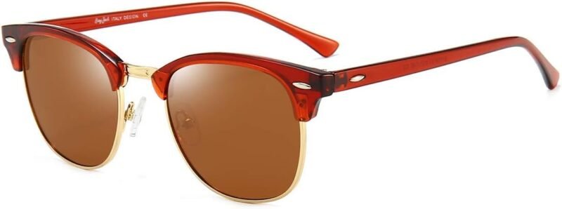 CEREMONYT Sunglasses Browline Polarized Browline Sunglasses Classic Semi-Rimless Frame Retro Brand Sunglasses for Men and Women UV 400