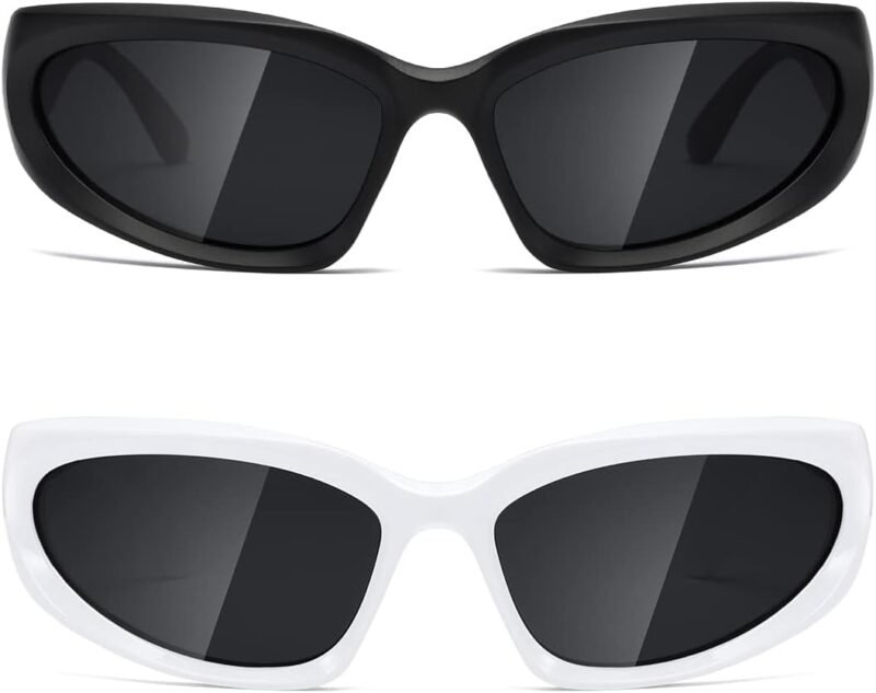 CEREMONYT Sunglasses Wraparound Polarized Wrap Around Sunglasses trendy Vintage Sun Glasses for Men Women Drive futuristic Outdoor Sport Shades UV400