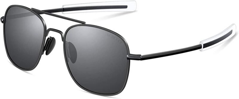 CEREMONYT SunglassesMens  Sunglasses 53mm TAC Polarized Lense Military Style Metal Frame with Bayonet Temples