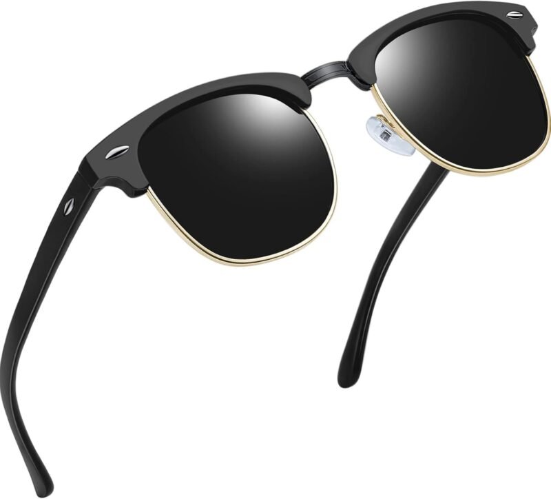 CEREMONYT Sunglasses Round  Semi-Rimless Sunglasses Half Frame Sun Glasses Brownline Shades for Women Men UV400 Protection