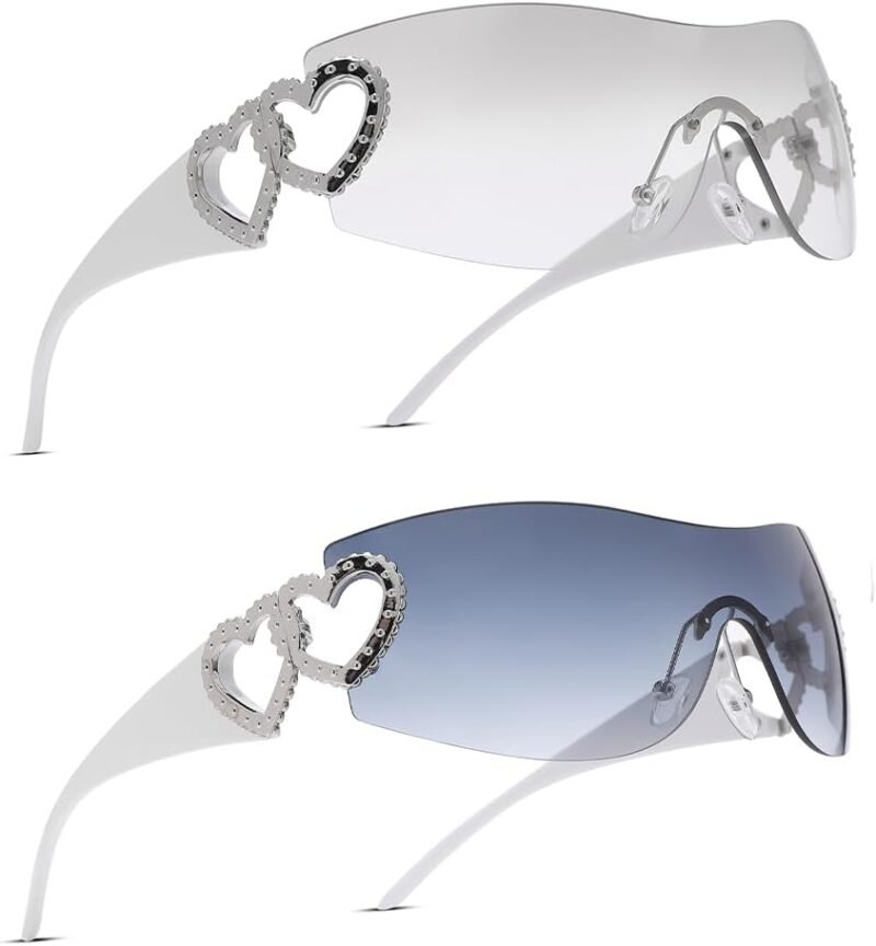 51udbmVqIsL._AC_SL1000 CEREMONYT Sunglasses Wraparound Pro Wrap Around Rimless Sunglasses Women Men, Oversized Fashion Futuristic Sun Glasses Cool Shade 2000S Trendy