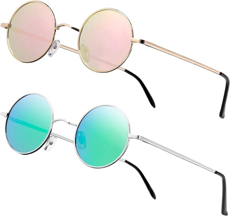 CEREMONYT Sunglasses Round Vintage Small Round Polarized Hippie Sunglasses for Men Women Circle Sun Glasses NP1002
