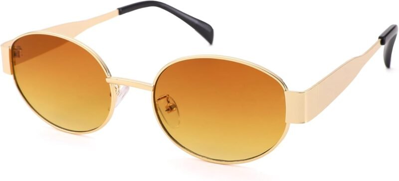 CEREMONYT Sunglasses Oval Sunglasses for Women Men – Fashion Sun Glasses – Rectangle Metal Frame Shades