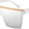 CEREMONYT Sunglasses Square  Oversized Sunglasses Mens Womens Flat Top Square Trendy Visor Shades UV400 B2470