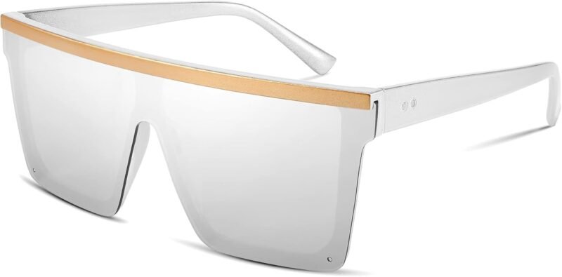 CEREMONYT Sunglasses Square  Oversized Sunglasses Mens Womens Flat Top Square Trendy Visor Shades UV400 B2470