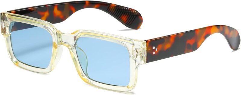 CEREMONYT Sunglasses Square  Frame Sunglasses for Women Men Trendy Chunky Rectangle Sun Glasses Black Shades UV400 Protection