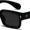 CEREMONYT Sunglasses Square  Frame Sunglasses for Women Men Trendy Chunky Rectangle Sun Glasses Black Shades UV400 Protection