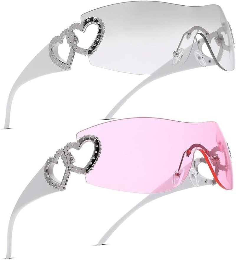 51x5oPuD58L._AC_SL1000 CEREMONYT Sunglasses Wraparound Pro Wrap Around Rimless Sunglasses Women Men, Oversized Fashion Futuristic Sun Glasses Cool Shade 2000S Trendy