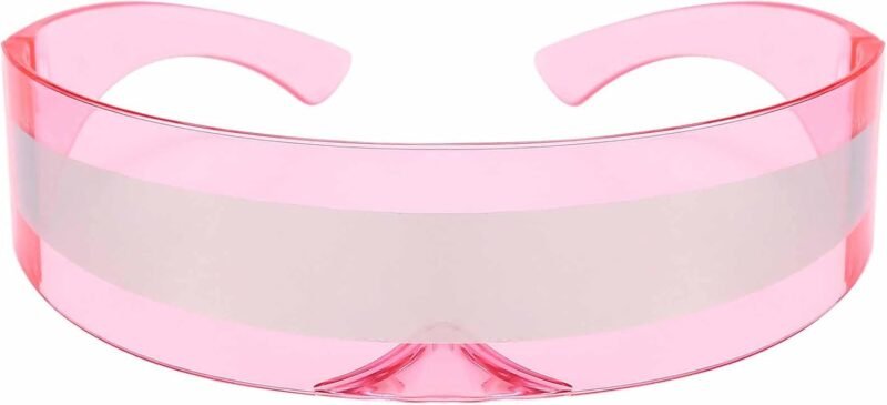 CEREMONYT Sunglasses Wraparound Futuristic Sunglasses Y2K Space Cyclops Wrap Around Glasses Rimless Translucent Mirrored Lens