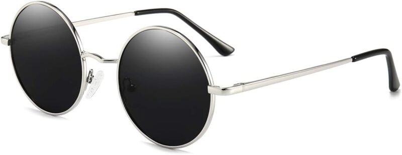 CEREMONYT Sunglasses Round  Polarized Sunglasses for Men Women Retro Metal Small Circle Hippie Sunglasses