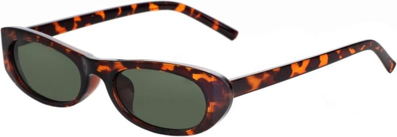 CEREMONYT Sunglasses Oval Narrow Cat Eye Sunglasses for Women Men 90s Sun Glasses Womens Small Oval Sunglasses Black Shades