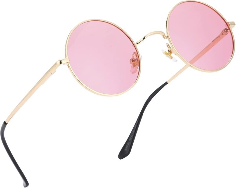 CEREMONYT Sunglasses Round Trendy Small Round Polarized Sunglasses for Men Women Circle Hippie Style Sun Glasses