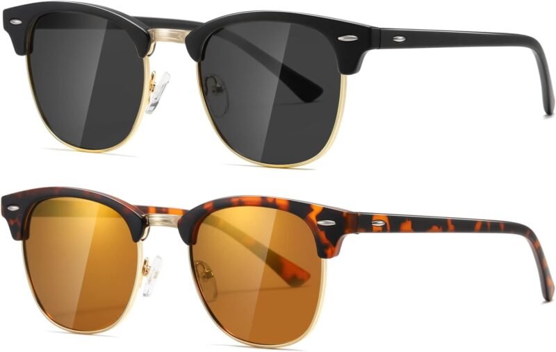 CEREMONYT Sunglasses Polarized Sunglasses WayfarerFor Women And Men Semi Rimless Frame Retro Sun Glasses AE0369