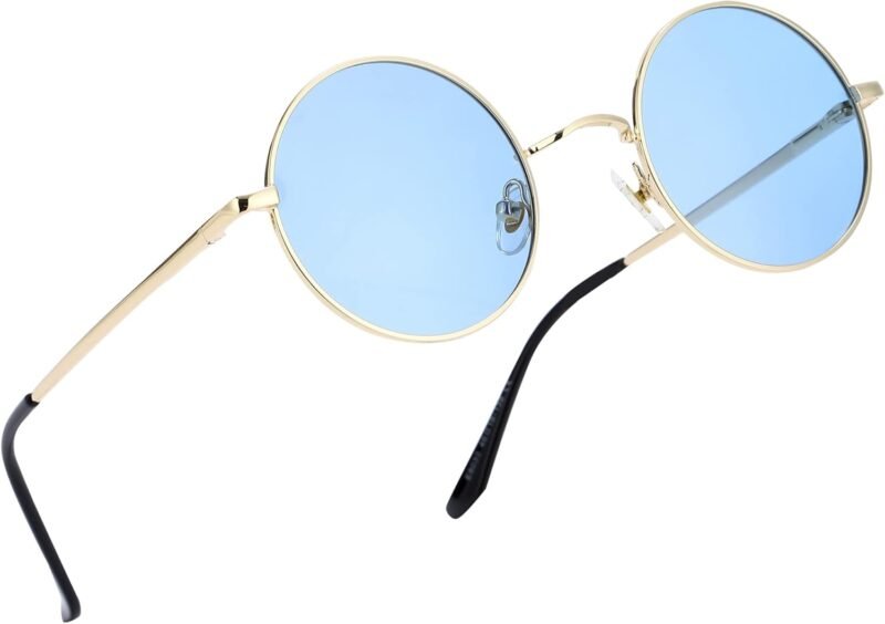 CEREMONYT Sunglasses Round Trendy Small Round Polarized Sunglasses for Men Women Circle Hippie Style Sun Glasses