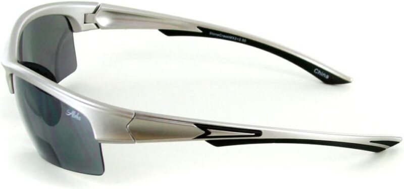 CEREMONYT Sunglasses Wraparound  MX2″ Bifocal Sunglasses with Wrap-Around Sports Design and Mirror Lenses (Silver w/Smoke Lens +2.50)