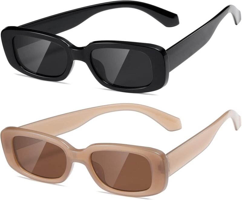 CEREMONYT Sunglasses Square Rectangle Sunglasses for Women Men Trendy Retro Fashion Sun Glasses 90’s Vintage UV 400 Protection Square Frame K1200