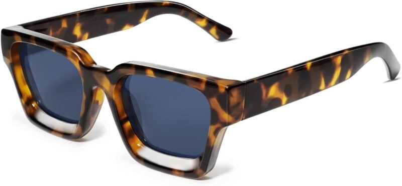 CEREMONYT Sunglasses Square  Thick Square Sunglasses for Men Women Retro Chunky Rectangle Shades UV400 Protection VL9731