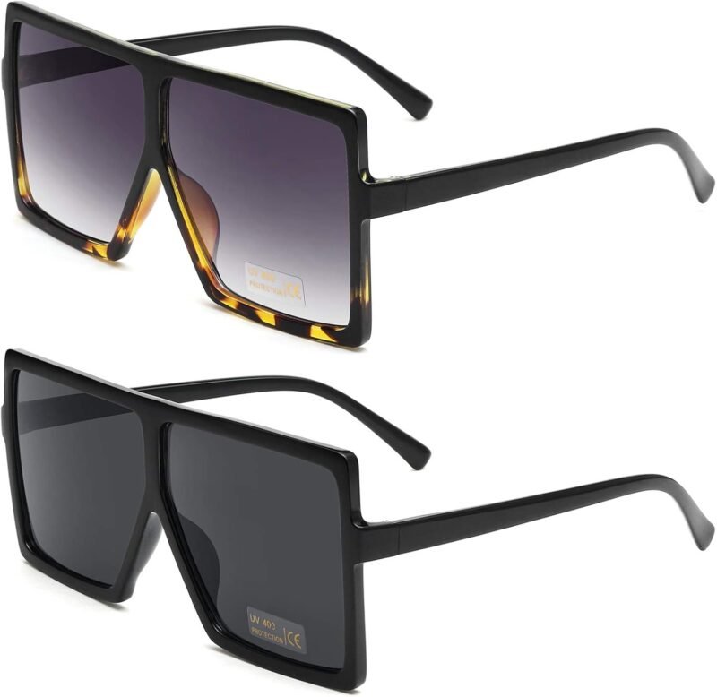 CEREMONYT Sunglasses Square Square Oversized Sunglasses for Women Men Flat Top Fashion Shades