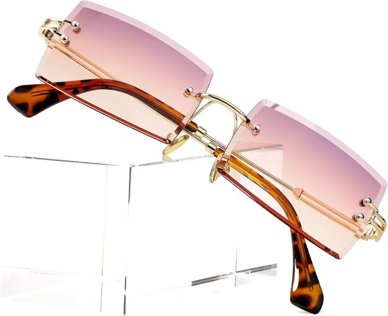 CEREMONYT Sunglasses Square  Rectangle Sunglasses for Women Men Vintage Rimless Square Sun Glasses Candy Color