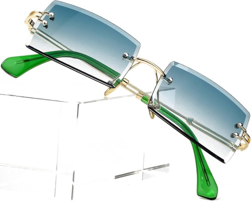 CEREMONYT Sunglasses Square  Rectangle Sunglasses for Women Men Vintage Rimless Square Sun Glasses Candy Color