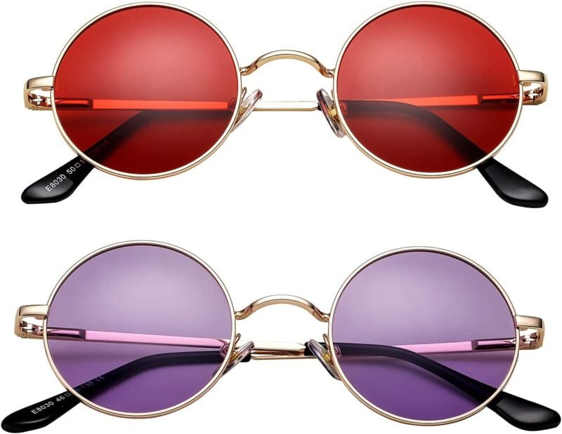 CEREMONYT Sunglasses Round Circle Lennon Glasses Retro Round Polarized Sunglasses Hippie Style Small Circle Sun Glasses