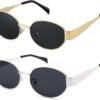 CEREMONYT Sunglasses Oval Sunglasses for Women Men – Fashion Sun Glasses – Rectangle Metal Frame Shades