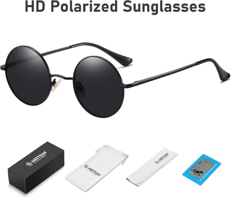 CEREMONYT Sunglasses Round  Small Round Sunglasses Polarized for Men Women Retro Vintage Circle Hippie Sun Glasses UV400