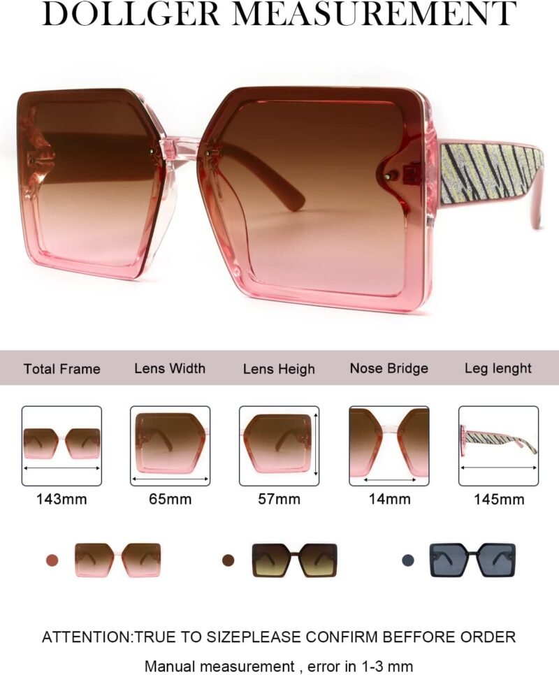 CEREMONYT Sunglasses Square Oversized Square Sunglasses for Women Big Large Wide Designer Trendy Sunglasses for UV Sunglasses Women