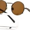 CEREMONYT Sunglasses Round Steampunk Sunglasses Circle Lennon Glasses Gothic Metal Frame 100% UV Blocking Lens