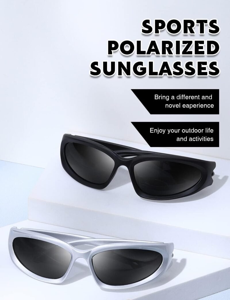 CEREMONYT Sunglasses Wraparound Polarized Wrap Around Sunglasses trendy Vintage Sun Glasses for Men Women Drive futuristic Outdoor Sport Shades UV400