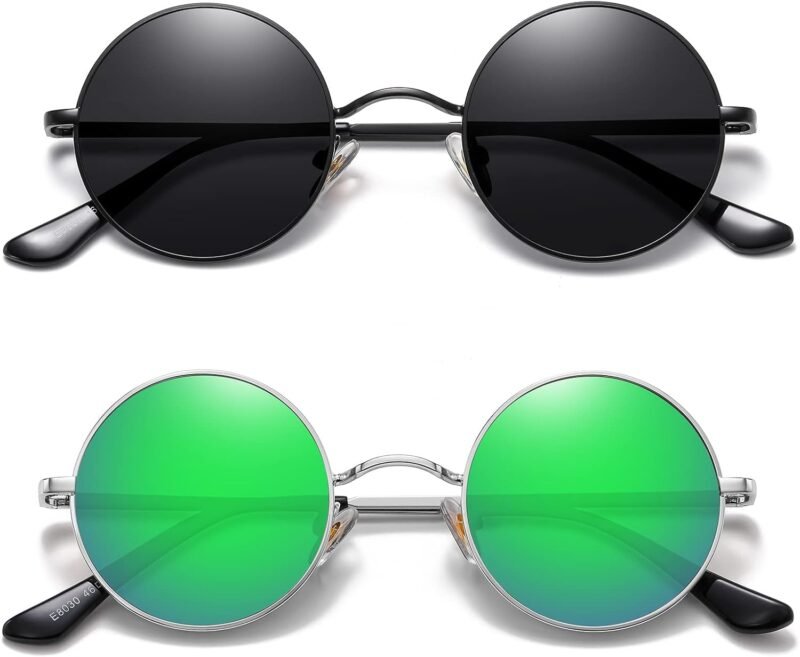 CEREMONYT Sunglasses Round  Small Round Sunglasses Polarized for Men Women Retro Vintage Circle Hippie Sun Glasses UV400