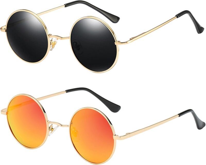 CEREMONYT Sunglasses Round Trendy Small Round Polarized Sunglasses for Men Women Circle Hippie Style Sun Glasses