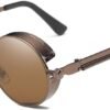 CEREMONYT Sunglasses Round  Vintage Steampunk Retro Metal Round Circle Frame Sunglasses