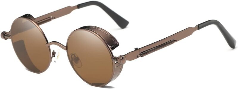 CEREMONYT Sunglasses Round  Vintage Steampunk Retro Metal Round Circle Frame Sunglasses